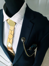 Load image into Gallery viewer, Gold Mirror Acrylic Hexagon Necktie