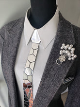 Load image into Gallery viewer, Silver Mirror Acrylic Hexagon Necktie
