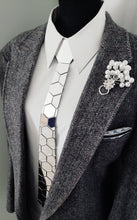 Load image into Gallery viewer, Silver Mirror Acrylic Hexagon Necktie