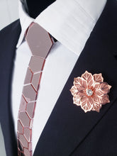 Load image into Gallery viewer, Rose Gold Mirror Acrylic Hexagon Necktie