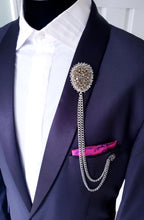 Load image into Gallery viewer, Crystal Rhinestones Lapel Pin with Chains