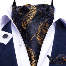 Load image into Gallery viewer, Silk Ascot & Pocket Square with Woven Cufflink Set