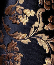 Load image into Gallery viewer, Men's Black Gold Silk Necktie Pocket Square Set