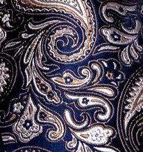 Load image into Gallery viewer, Men's Blue Brown Silk Necktie Pocket Square Set