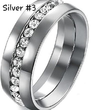 Load image into Gallery viewer, Titanium Stainless Steel Diamond CZ Tie Rings
