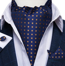 Load image into Gallery viewer, Silk Ascot & Pocket Square with Woven Cufflink Set