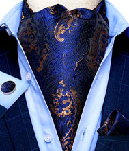 Load image into Gallery viewer, Silk Ascot & Pocket Square with Woven Cufflink Set