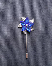 Load image into Gallery viewer, Crystal Flower Lapel Stick Pin