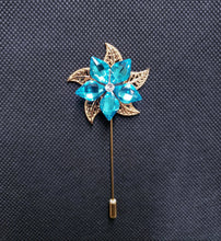 Load image into Gallery viewer, Crystal Flower Lapel Stick Pin