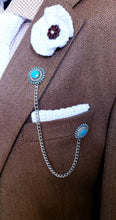 Load image into Gallery viewer, Collar Chain Pin with Turquoise Center