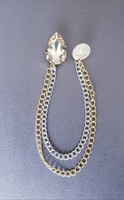 Load image into Gallery viewer, Elegant Crystal Lapel Pin With Silver & Gold Chains