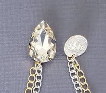 Load image into Gallery viewer, Elegant Crystal Lapel Pin With Silver & Gold Chains