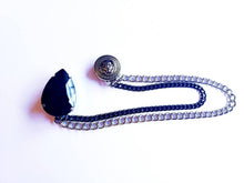 Load image into Gallery viewer, Black Crystal Pin with Lion Black/Silver Chains