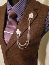 Load image into Gallery viewer, Elegant Leaf Lapel Pin with Silver Chains
