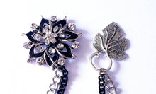 Load image into Gallery viewer, Crystal Lapel Pin with Silver/Black Chains