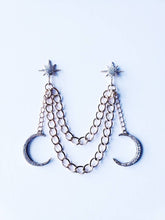 Load image into Gallery viewer, Crystal Crescent Moon Dangles Collar Pin