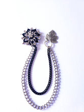 Load image into Gallery viewer, Crystal Lapel Pin with Silver/Black Chains
