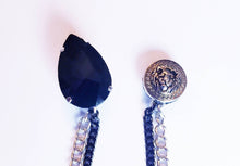 Load image into Gallery viewer, Black Crystal Pin with Lion Black/Silver Chains