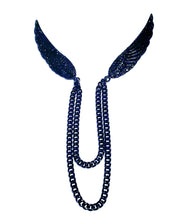 Load image into Gallery viewer, Winged Collar Pin With Black Crystals Bling