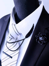 Load image into Gallery viewer, Winged Collar Pin With Black Crystals Bling