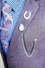 Load image into Gallery viewer, Crystal Lapel Pin With Lion Black Silver Chains