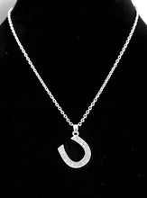 Load image into Gallery viewer, 17" Chain Crystal Horseshoe Charm Pendant Necklace