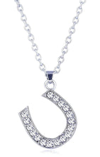 Load image into Gallery viewer, 17" Chain Crystal Horseshoe Charm Pendant Necklace