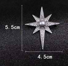 Load image into Gallery viewer, Crystal Star Brooch Pin with Silver and Gold