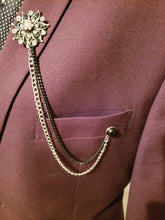 Load image into Gallery viewer, Crystal Lapel Pin with Silver/Black Chains