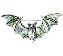 Load image into Gallery viewer, Shell Bat Brooch | Natural Abalone Shell | Crystal | Bat Pin | Bat-shaped Brooch | Men and Women Fashion | Accessory