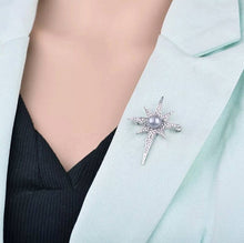 Load image into Gallery viewer, Rhinestones and Faux Pearl Star Broach Pin