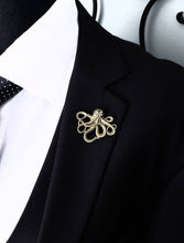 Load image into Gallery viewer, Crystal Clasp Octopus Lapel Pin