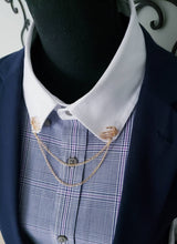 Load image into Gallery viewer, Double Chain Skeleton Hands Collar Pin