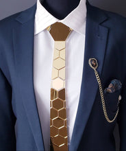 Load image into Gallery viewer, Gold Mirror Acrylic Hexagon Necktie