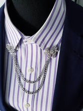 Load image into Gallery viewer, Crystal Butterfly Bow Collar Pin with Chain