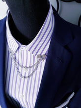 Load image into Gallery viewer, Crystal Bow Collar Pin with Collar Chain