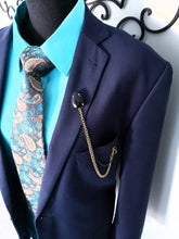 Load image into Gallery viewer, Elegant Crystal Lapel Pin With Black/Gold Chains