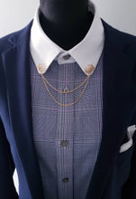 Load image into Gallery viewer, Double Chain Skeleton Hands Collar Pin