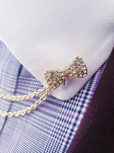 Load image into Gallery viewer, Crystal Bowtie Collar Chain Pin