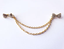 Load image into Gallery viewer, Crystal Bowtie Collar Chain Pin