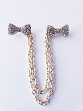 Load image into Gallery viewer, Crystal Bowtie Collar Chain Pin