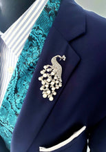 Load image into Gallery viewer, Silver Gold Peacock Brooch Bridal Pin