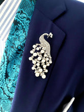 Load image into Gallery viewer, Silver Gold Peacock Brooch Bridal Pin