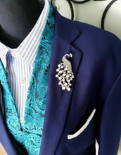 Load image into Gallery viewer, Silver Gold Peacock Brooch Bridal Pin