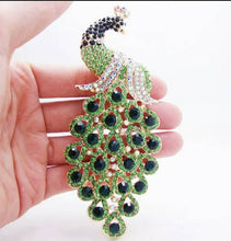 Load image into Gallery viewer, Crystal Peacock Brooch (Large) Pin