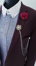 Load image into Gallery viewer, Crystal Flower Lapel Pin With 4 Gold Or Silver Chains