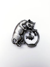 Load image into Gallery viewer, Bad kitty Cat & Fish Brooch Pin