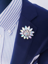 Load image into Gallery viewer, AB Crystal Flower Lapel Brooch Pins