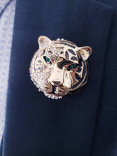 Load image into Gallery viewer, Green Crystal Tiger Eye Brooch Pin