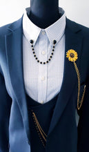 Load image into Gallery viewer, 12x12mm Black Pearl Collar Pin with Chain